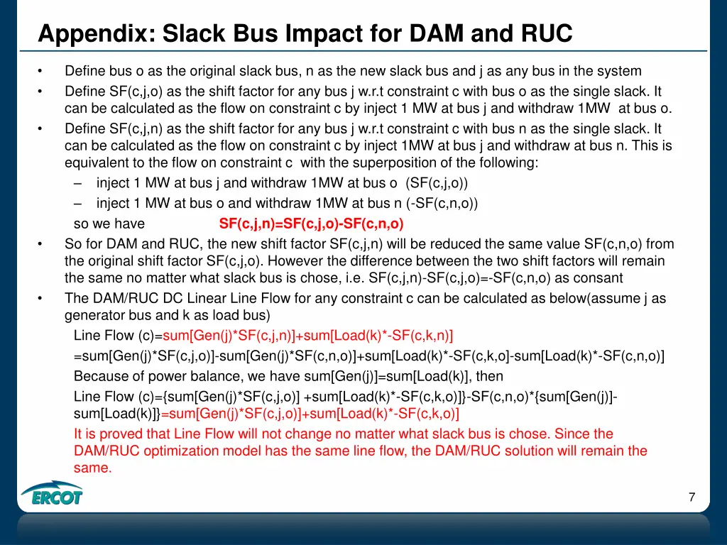appendix slack bus impact for dam and ruc