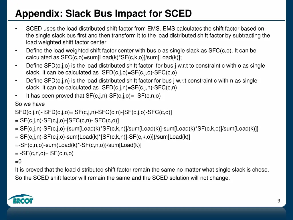 appendix slack bus impact for sced
