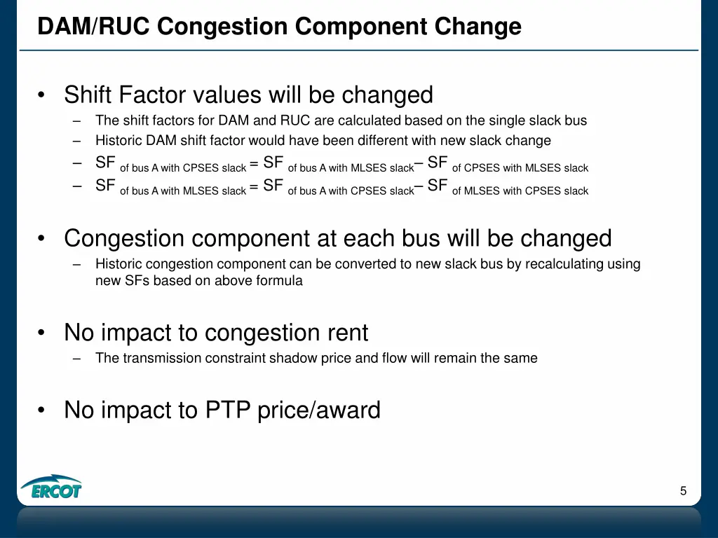 dam ruc congestion component change