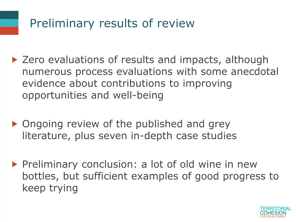 preliminary results of review