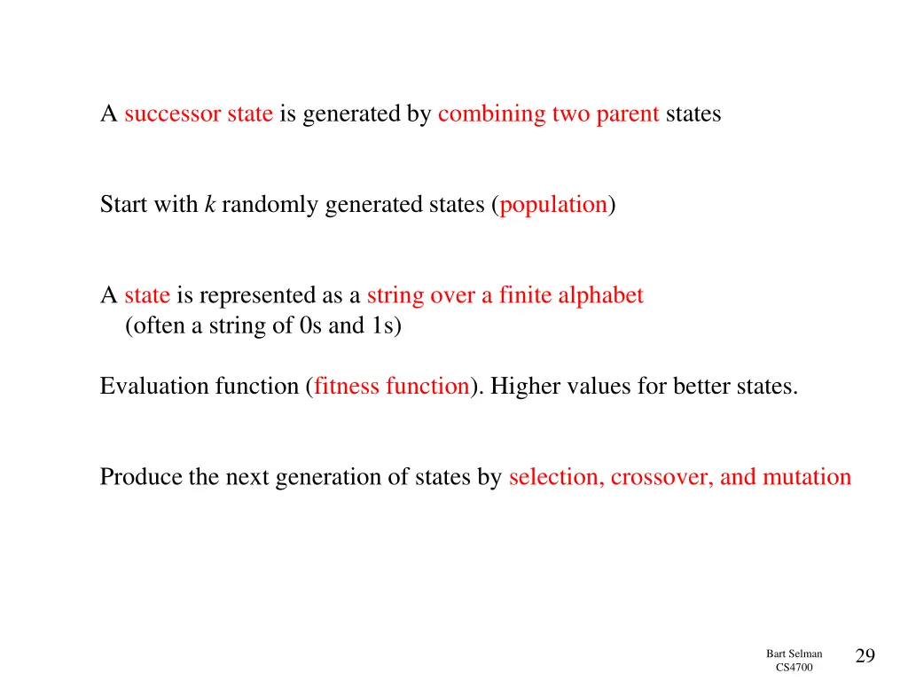 a successor state is generated by combining