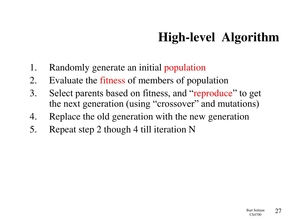 high level algorithm