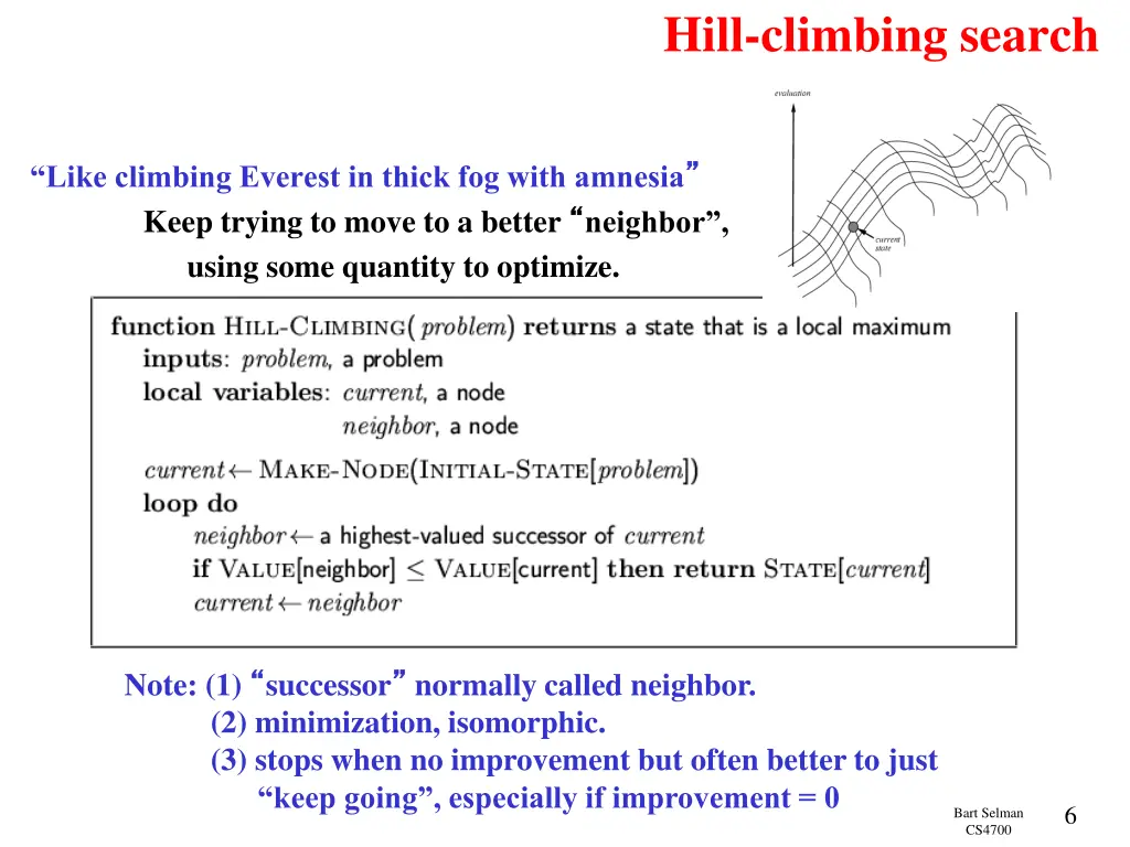 hill climbing search