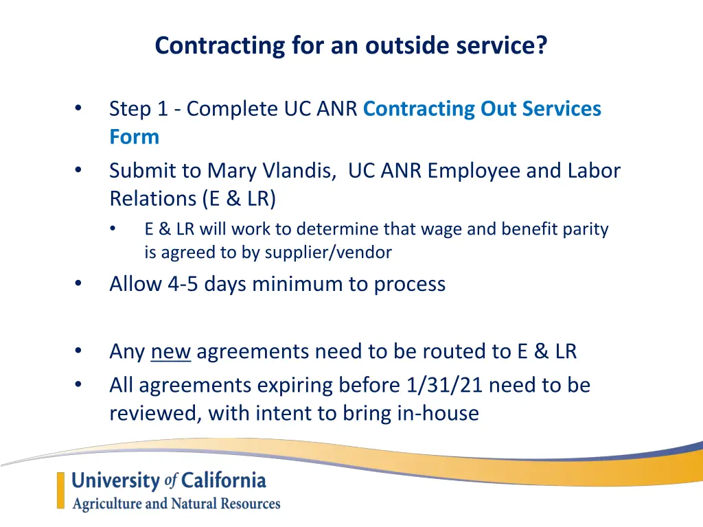 contracting for an outside service