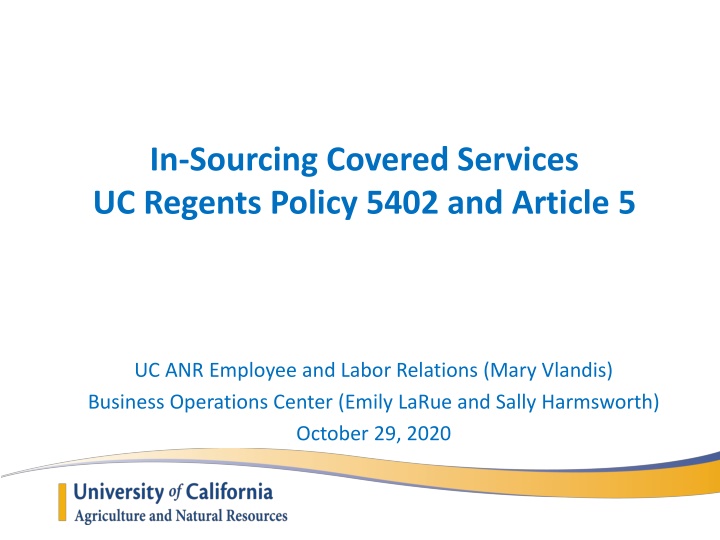 in sourcing covered services uc regents policy