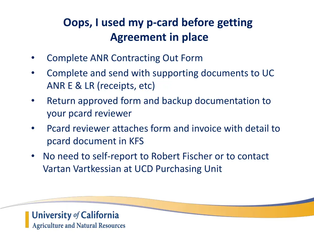 oops i used my p card before getting agreement