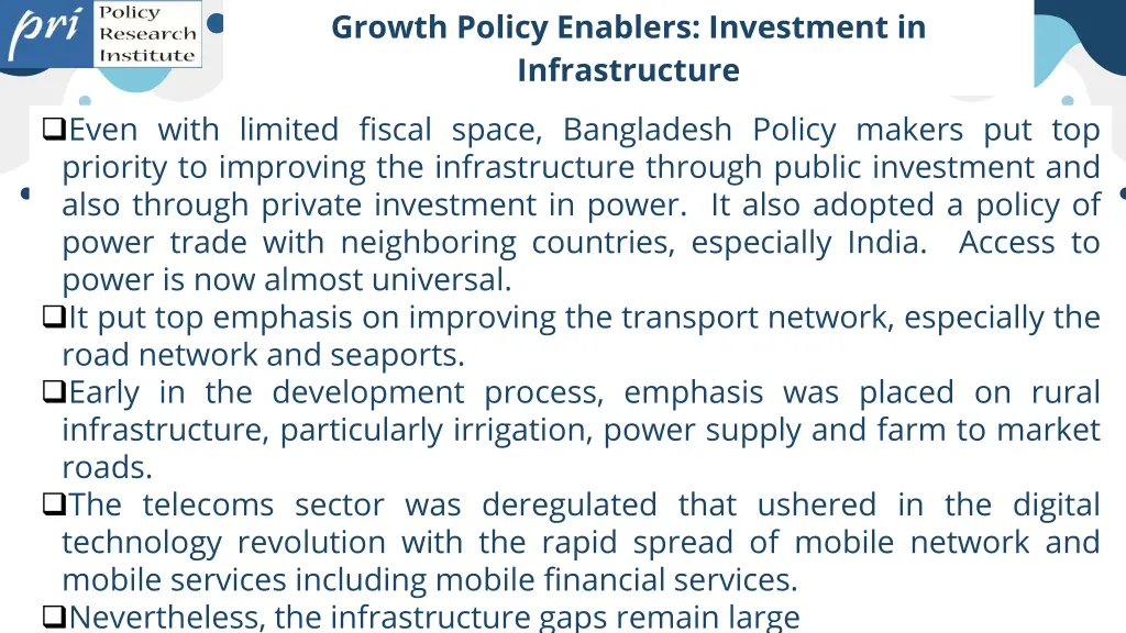growth policy enablers investment