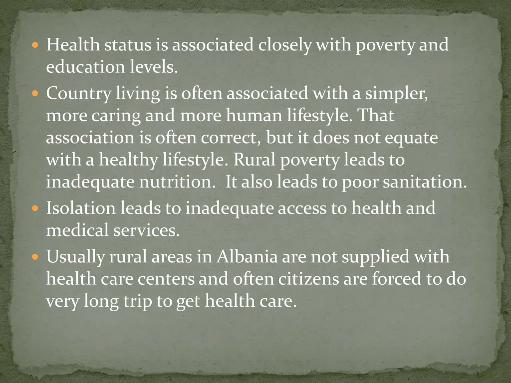health status is associated closely with poverty