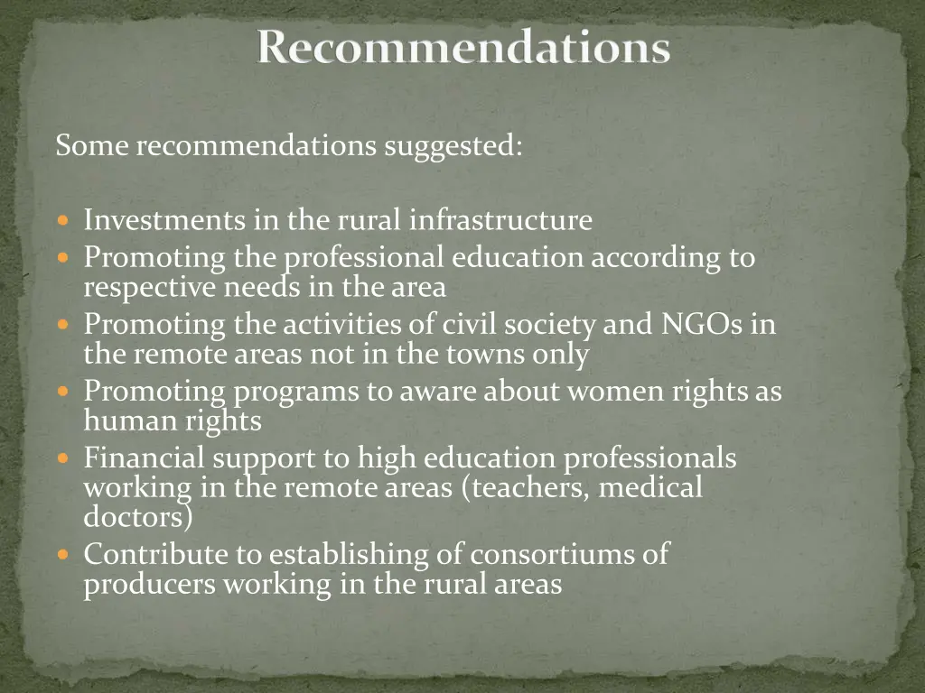 recommendations