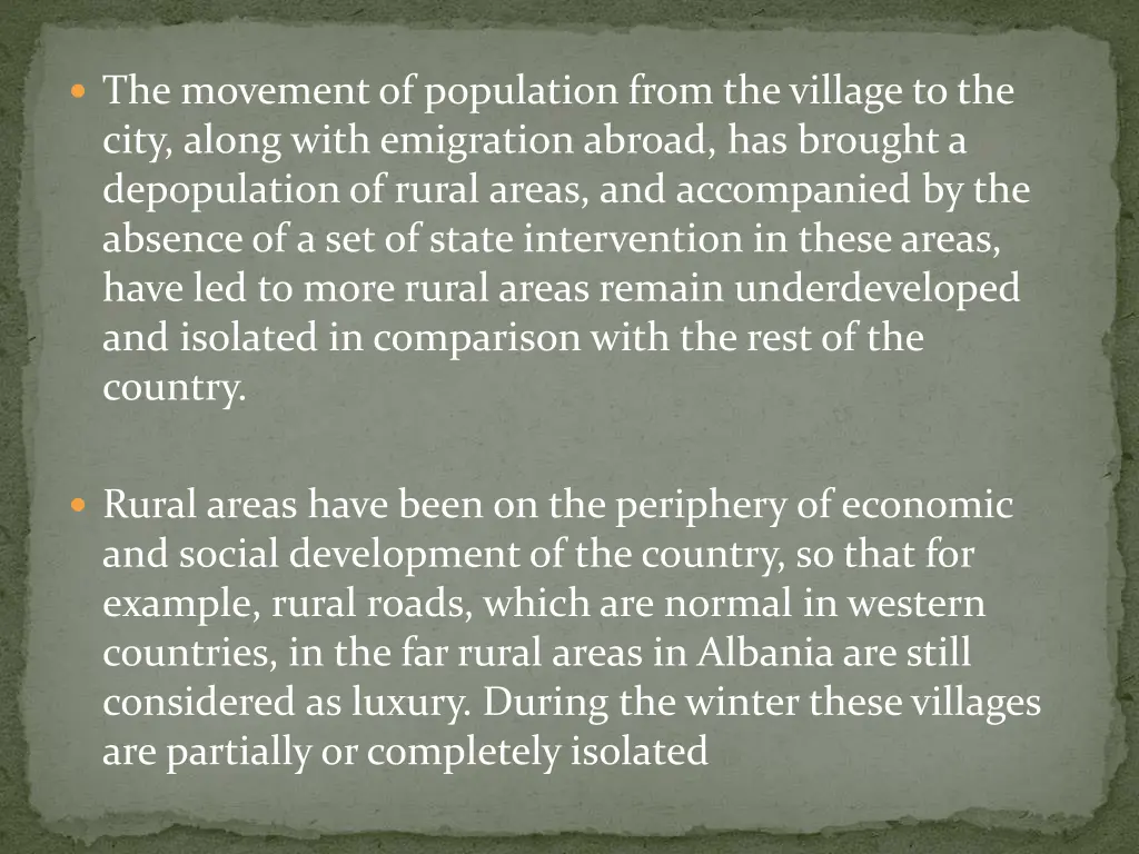the movement of population from the village