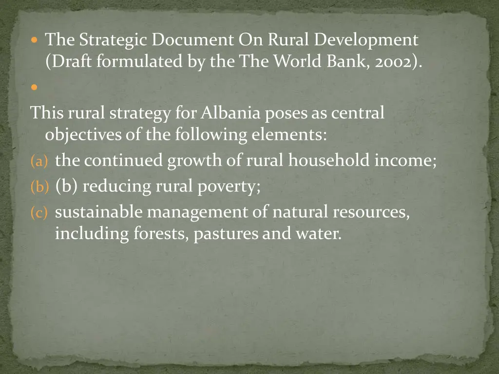 the strategic document on rural development draft