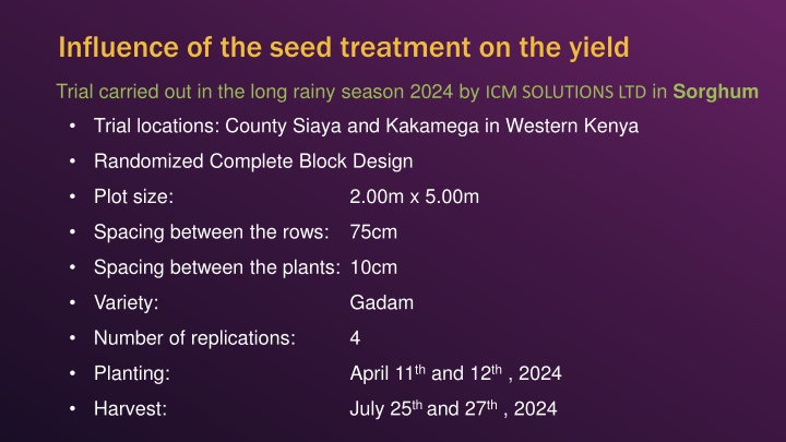 influence of the seed treatment on the yield