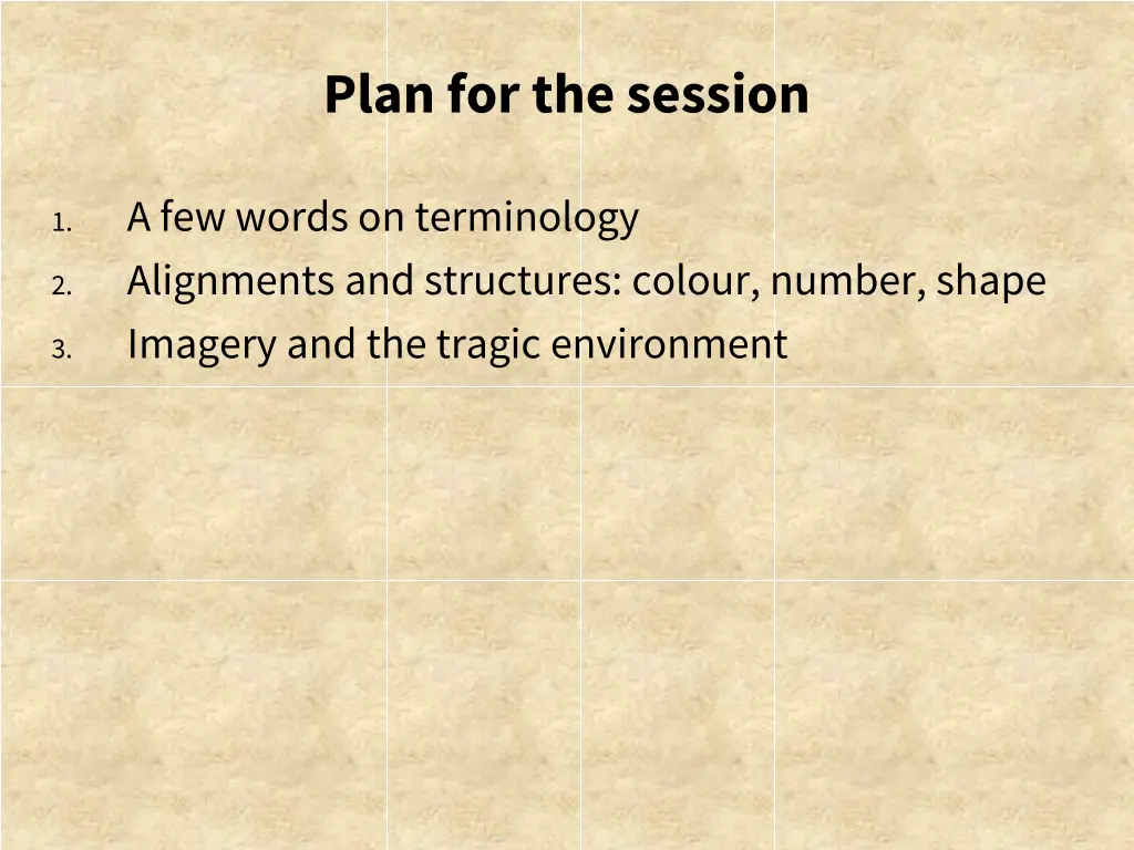 plan for the session