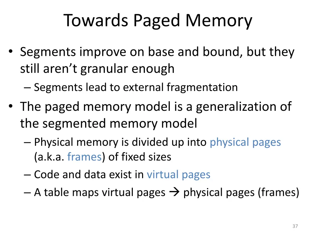 towards paged memory