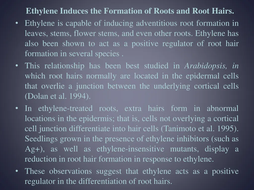 ethylene induces the formation of roots and root