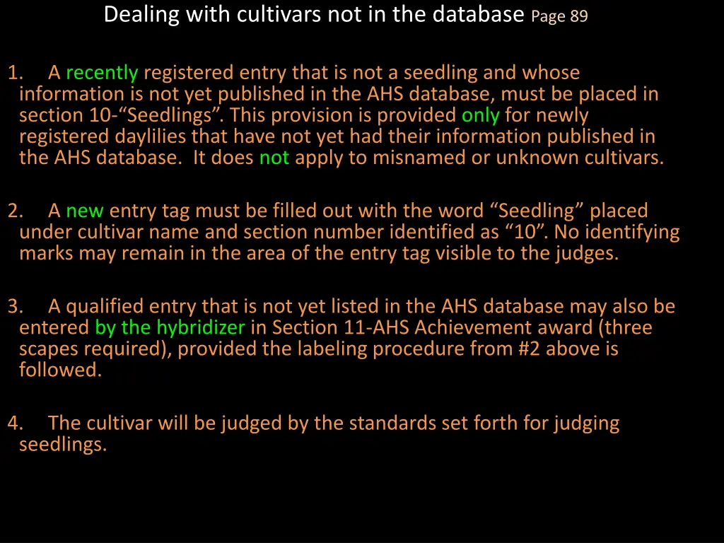 dealing with cultivars not in the database page 89