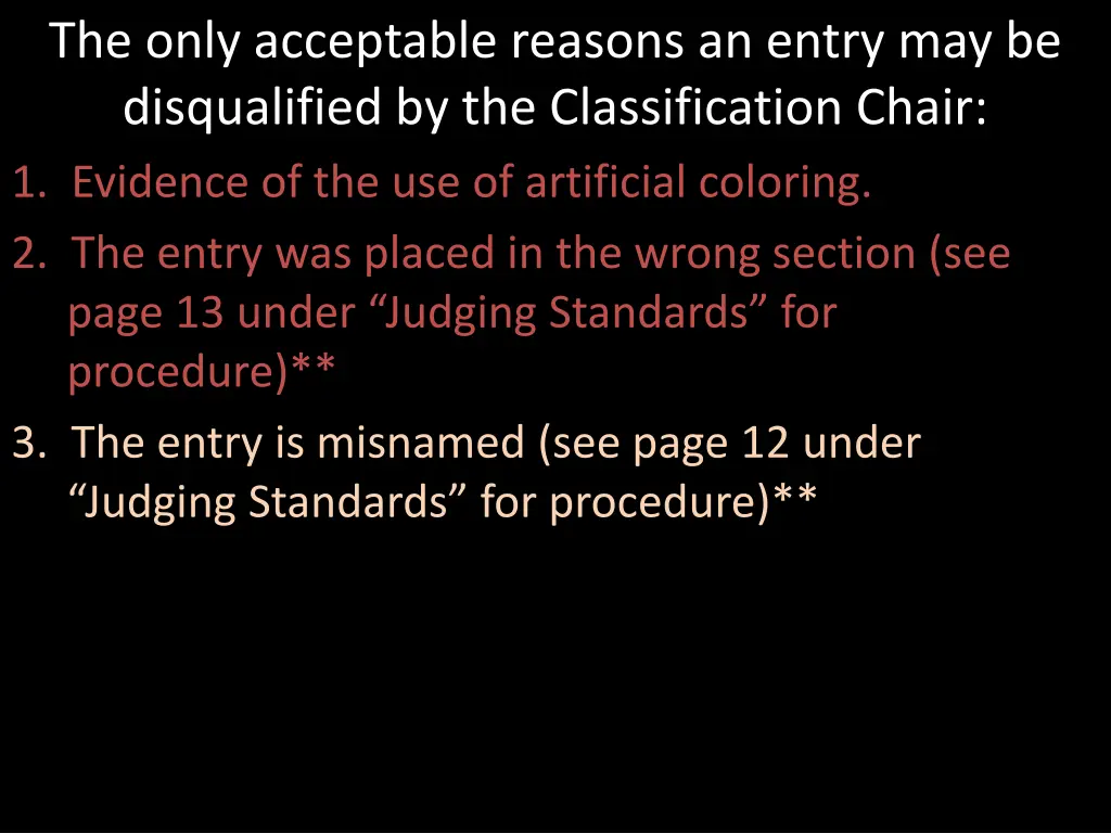 the only acceptable reasons an entry 1