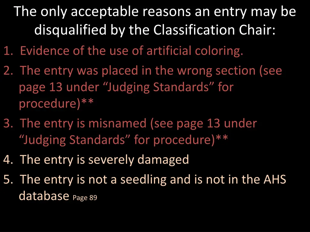 the only acceptable reasons an entry 2