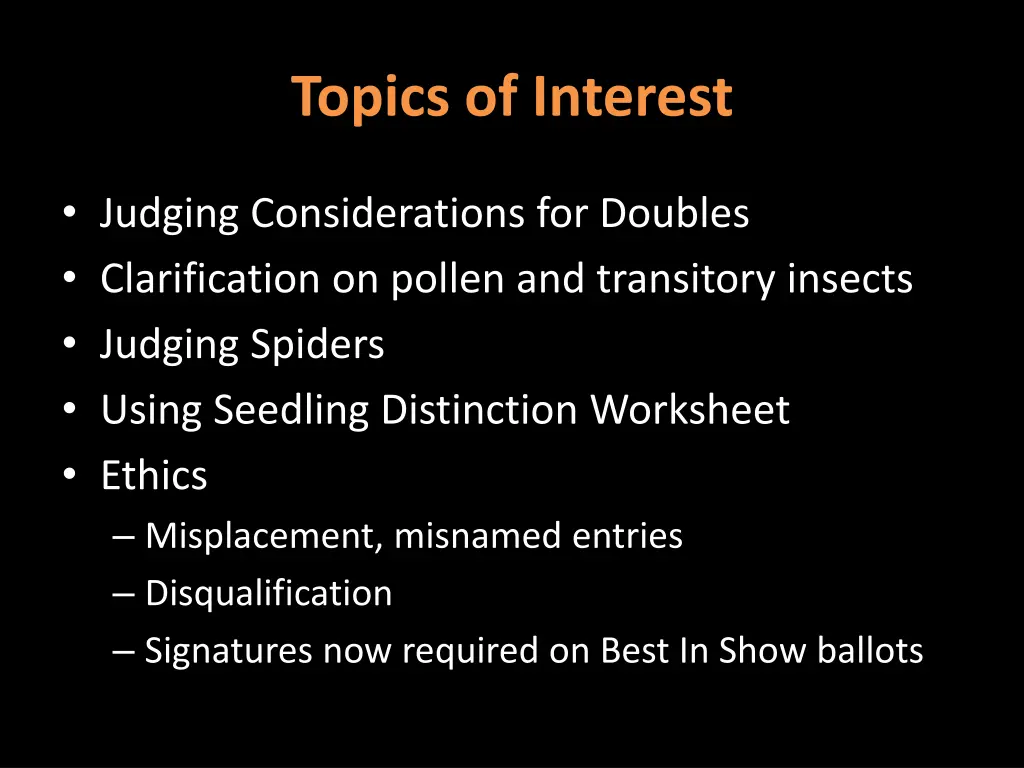 topics of interest