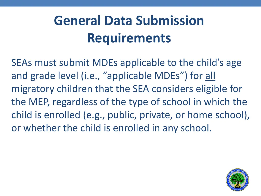 general data submission requirements