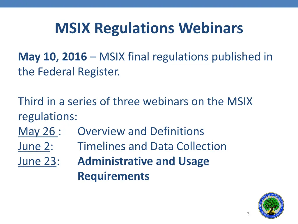 msix regulations webinars
