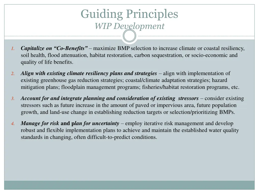 guiding principles wip development