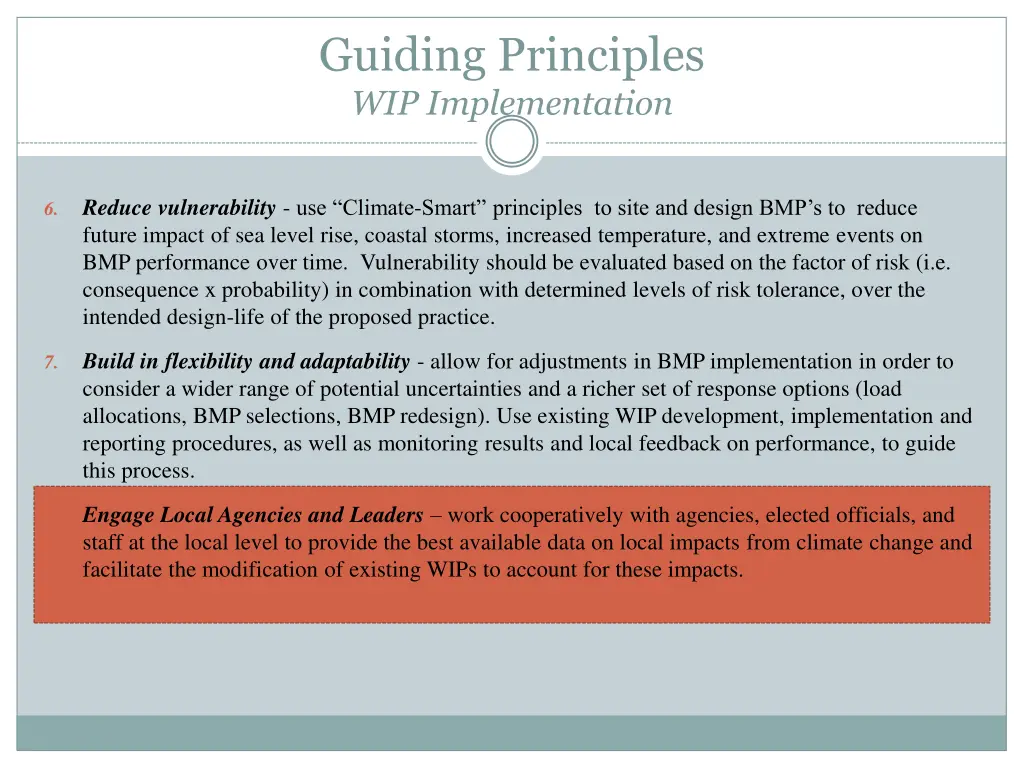 guiding principles wip implementation