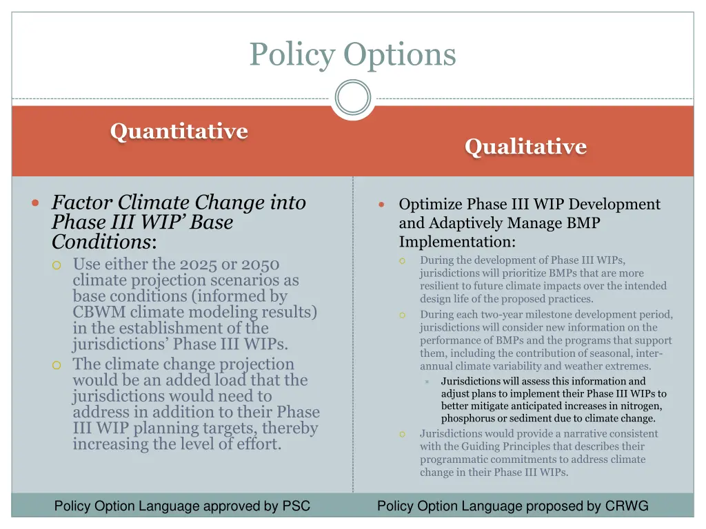 policy options
