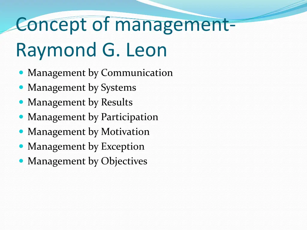 concept of management raymond g leon