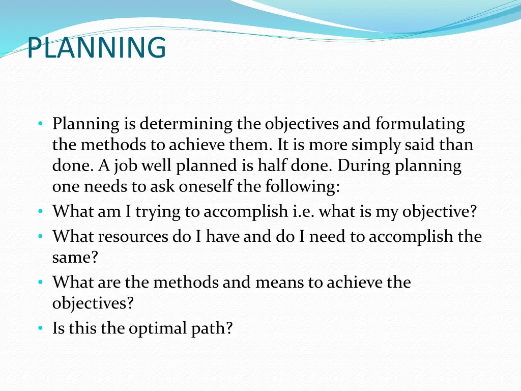 planning