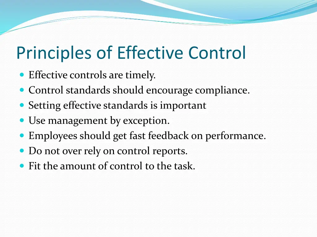 principles of effective control