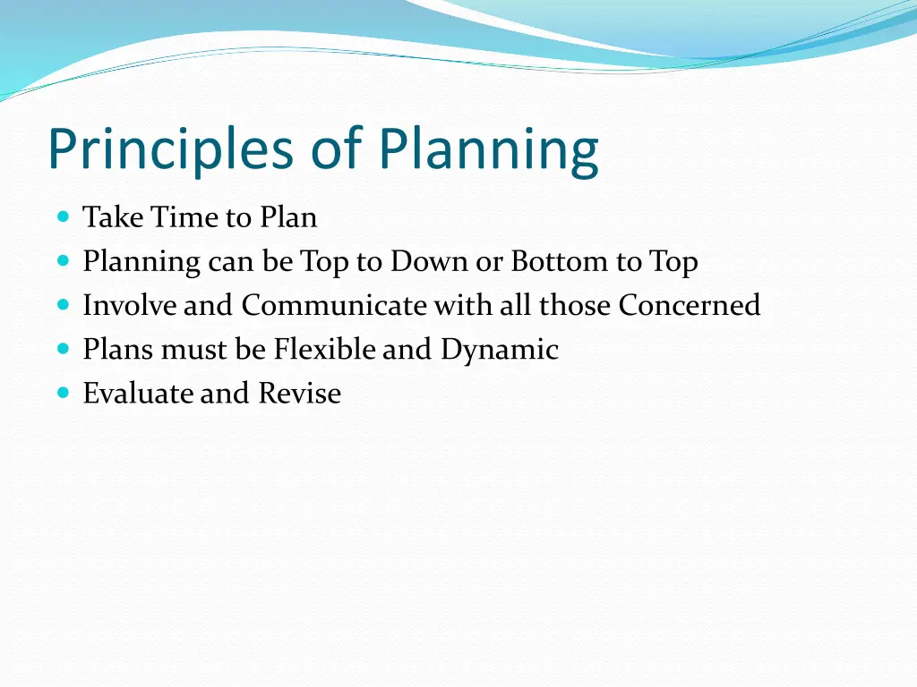 principles of planning