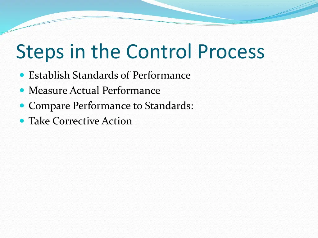 steps in the control process