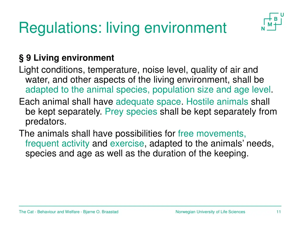 regulations living environment