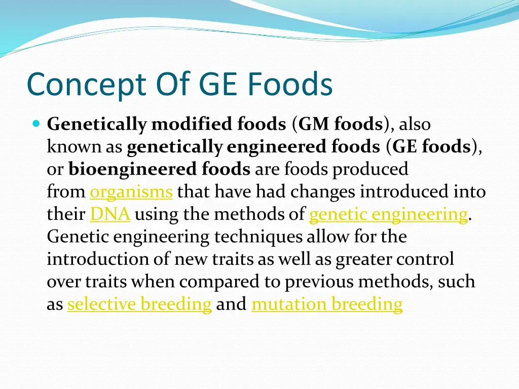 concept of ge foods