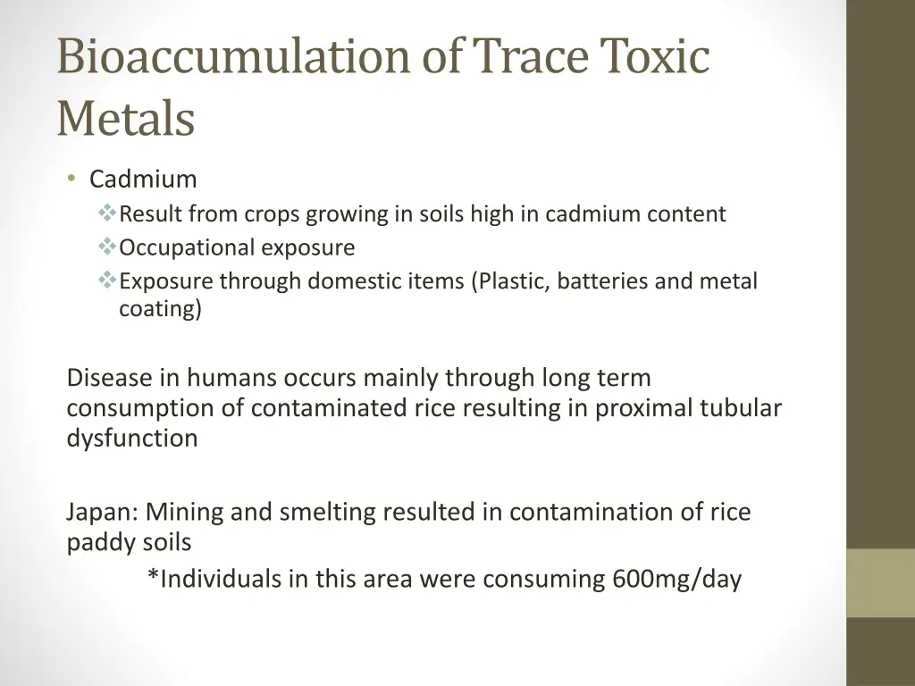 bioaccumulation of trace toxic metals