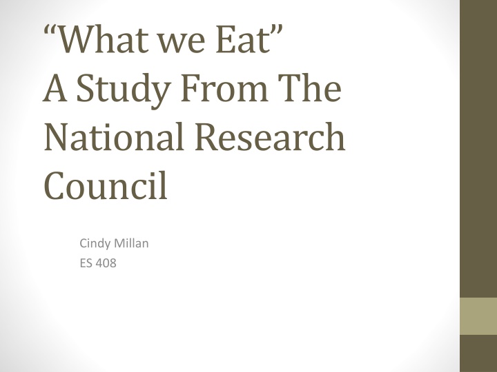 what we eat a study from the national research