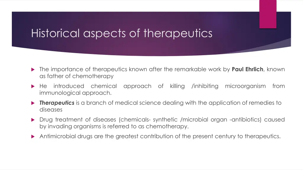 historical aspects of therapeutics