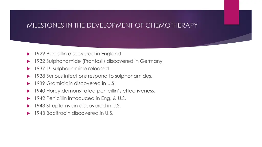 milestones in the development of chemotherapy