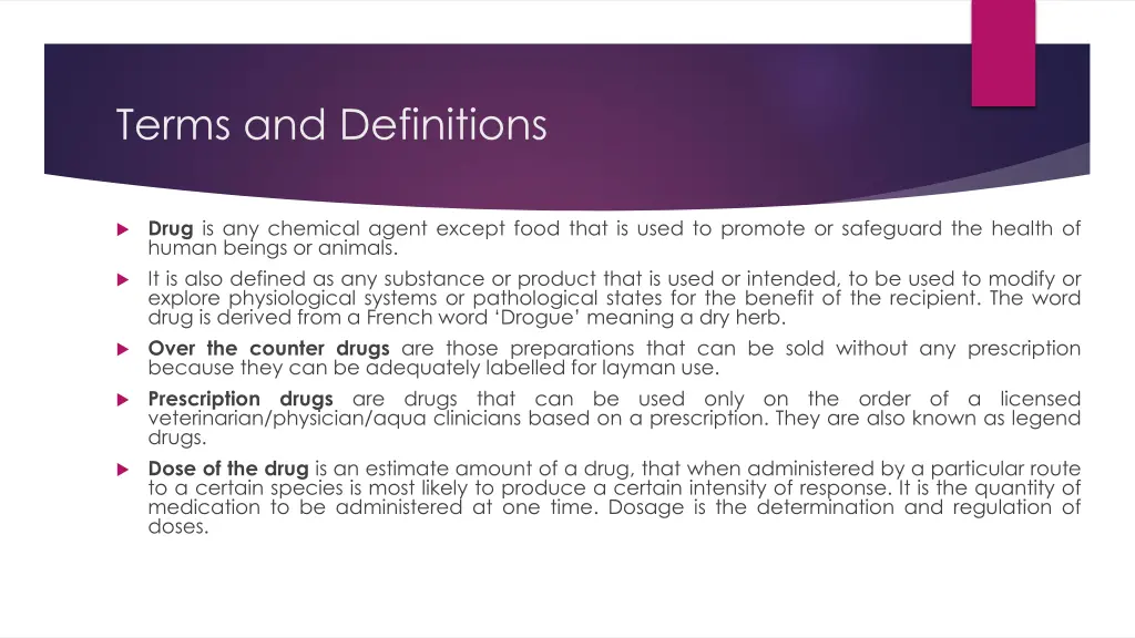terms and definitions