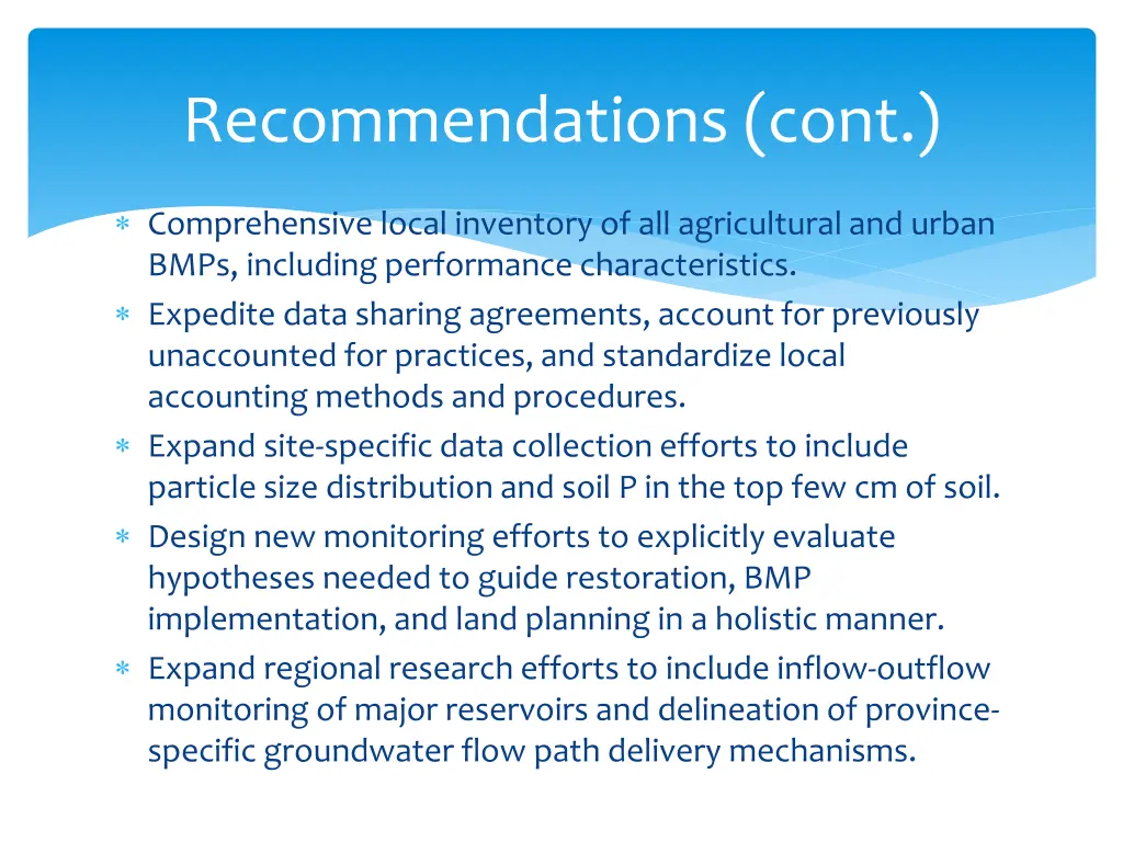 recommendations cont