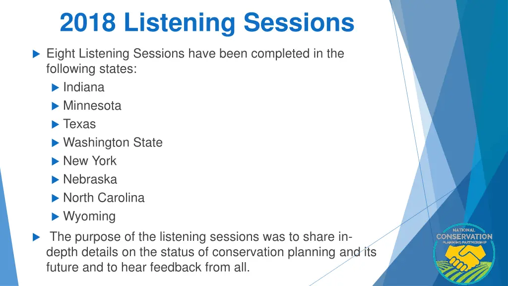 2018 listening sessions