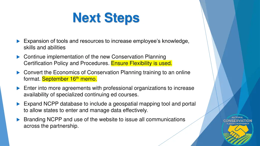 next steps