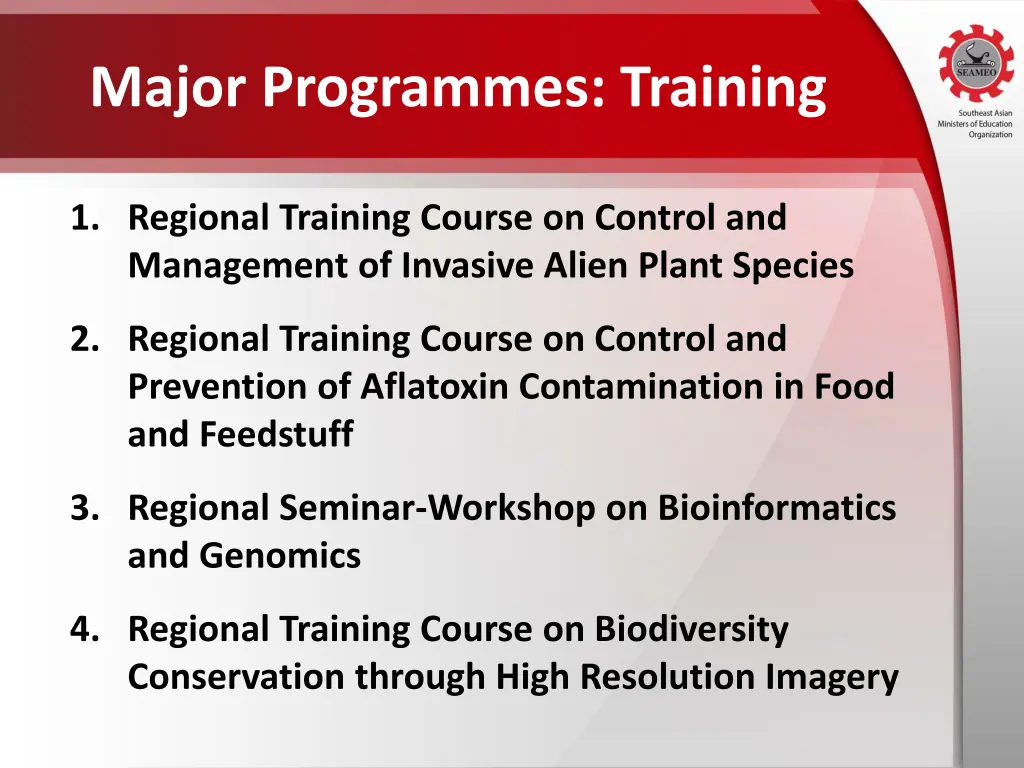 major programmes training