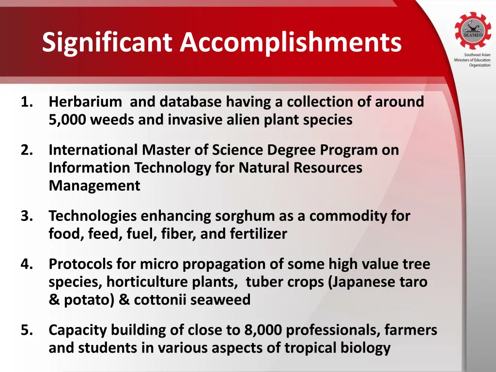 significant accomplishments