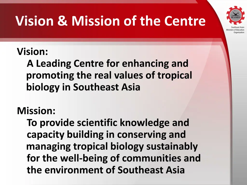 vision mission of the centre