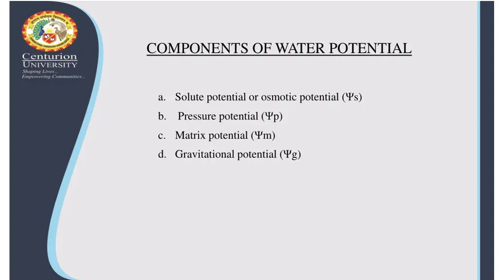 components of water potential
