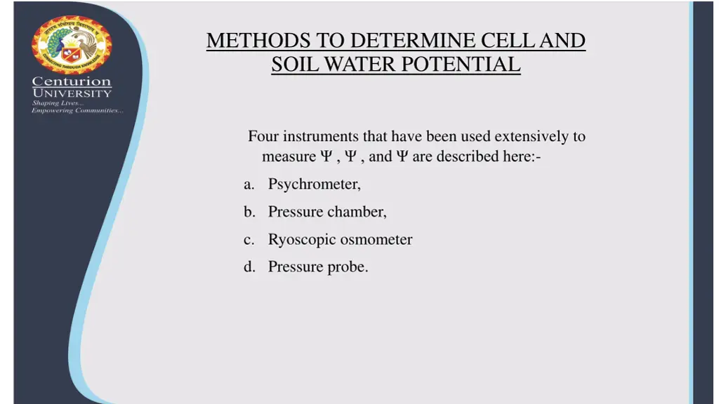 methods to determine cell and soil water potential