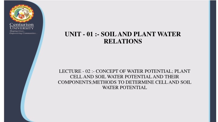 unit 01 soil and plant water relations