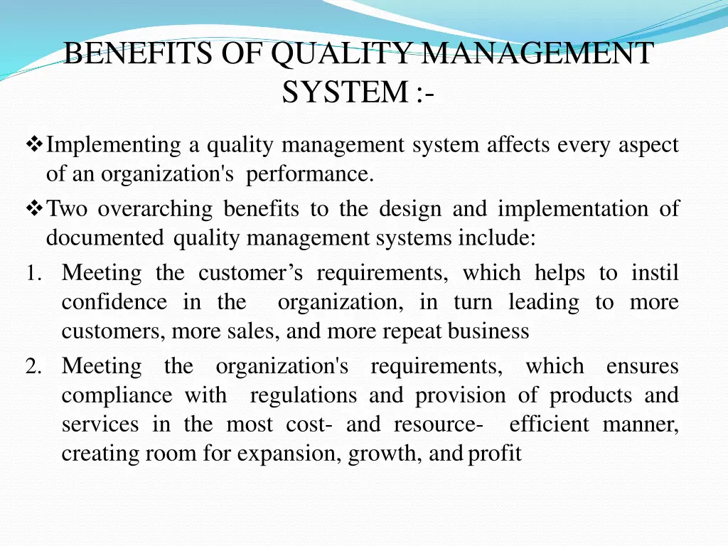 benefits of quality management system